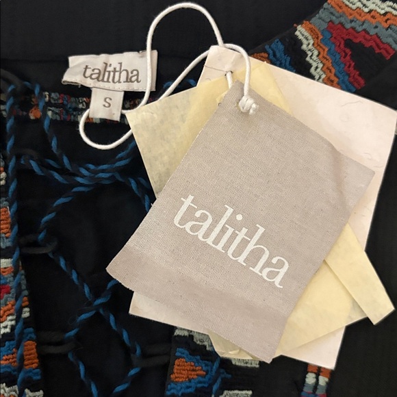 Talitha Black Embroidered Blouse SZ S NWT Flaw - Picture 3 of 7